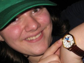 The very proud owner of a Goofy watch.