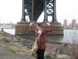 Jessica Holding up the Manhattan Bridge